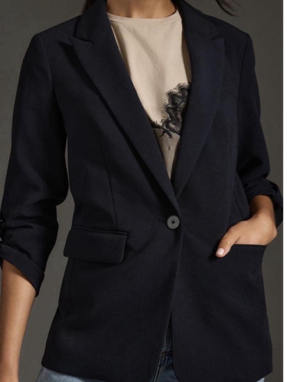 Anthropologie Rolled Sleeve Blazer Jacket